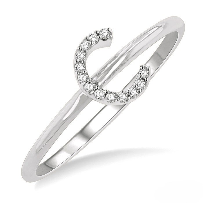 Initial Round Cut Diamond Fashion Ring in 10K Gold