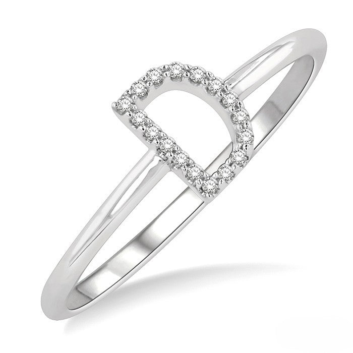 Initial Round Cut Diamond Fashion Ring in 10K Gold