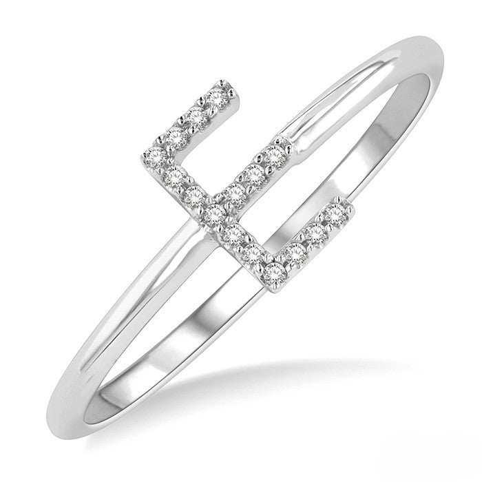 Initial Round Cut Diamond Fashion Ring in 10K Gold