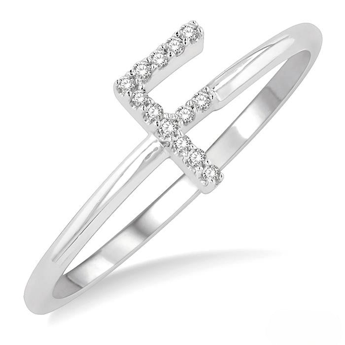 Initial Round Cut Diamond Fashion Ring in 10K Gold