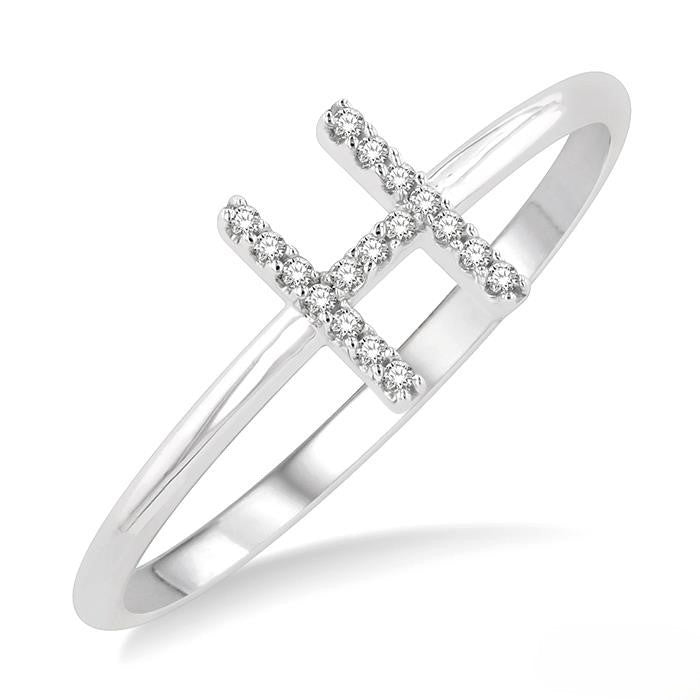 Initial Round Cut Diamond Fashion Ring in 10K Gold