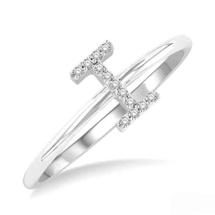 Initial Round Cut Diamond Fashion Ring in 10K Gold
