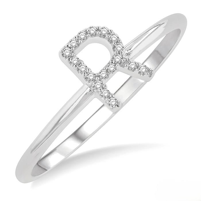 Initial Round Cut Diamond Fashion Ring in 10K Gold