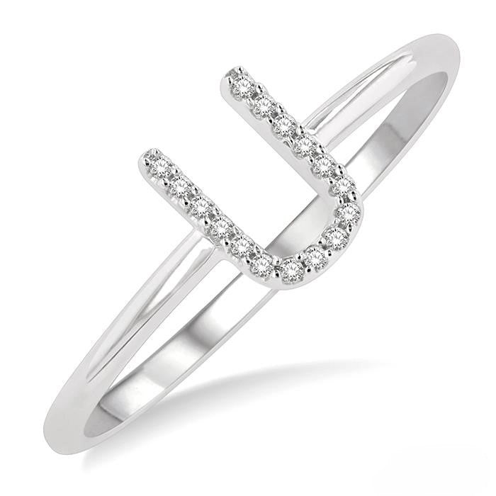 Initial Round Cut Diamond Fashion Ring in 10K Gold