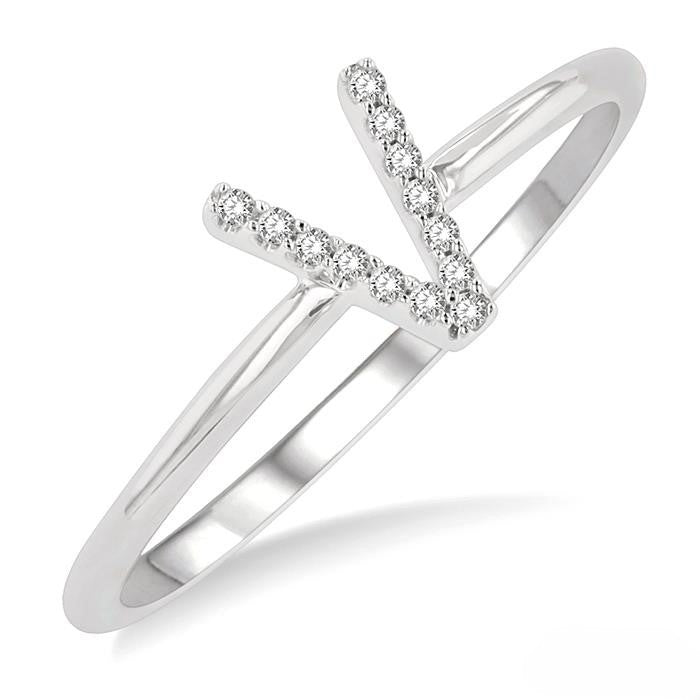 Initial Round Cut Diamond Fashion Ring in 10K Gold