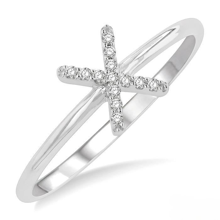 Initial Round Cut Diamond Fashion Ring in 10K Gold