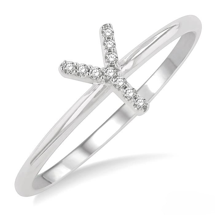 Initial Round Cut Diamond Fashion Ring in 10K Gold