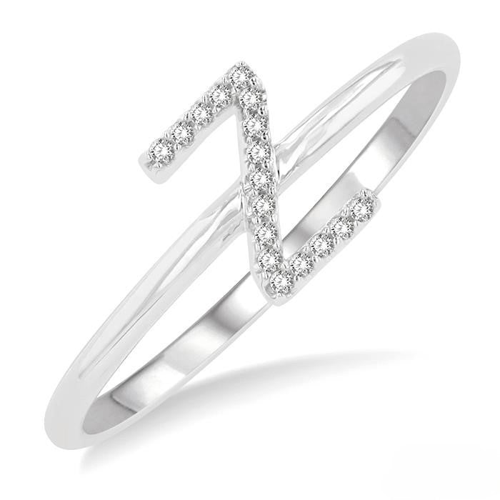 Initial Round Cut Diamond Fashion Ring in 10K Gold