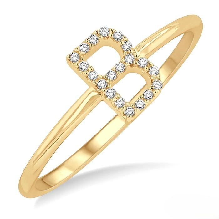 Initial Round Cut Diamond Fashion Ring in 10K Gold
