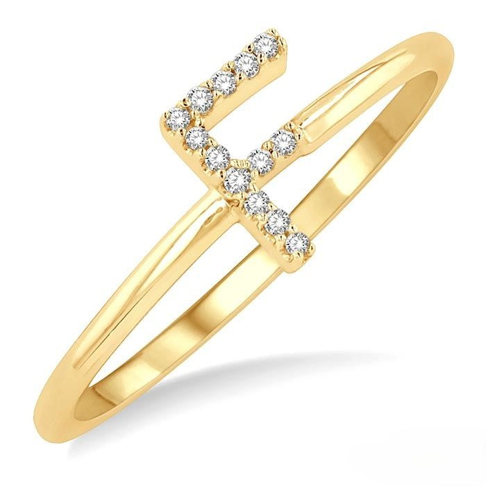 Initial Round Cut Diamond Fashion Ring in 10K Gold