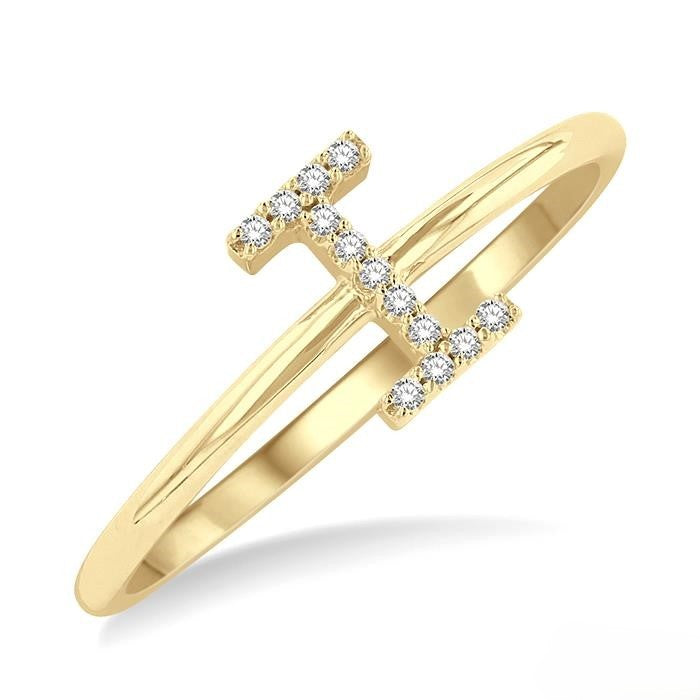 Initial Round Cut Diamond Fashion Ring in 10K Gold