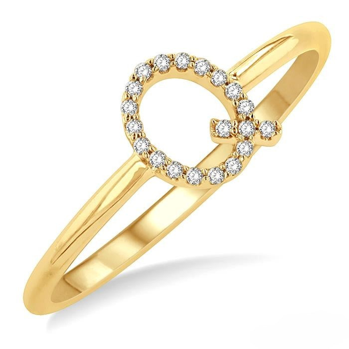 Initial Round Cut Diamond Fashion Ring in 10K Gold
