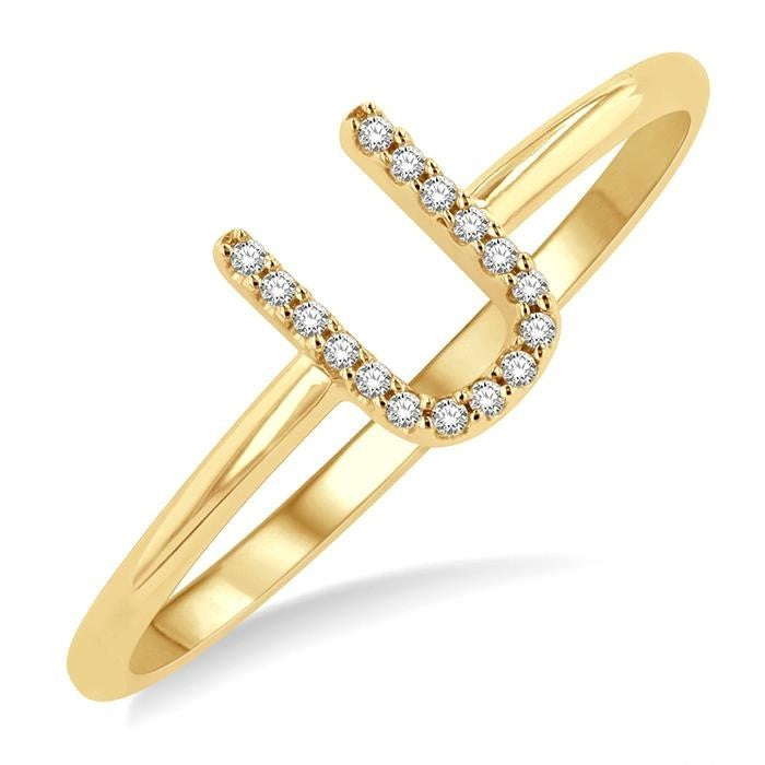 Initial Round Cut Diamond Fashion Ring in 10K Gold