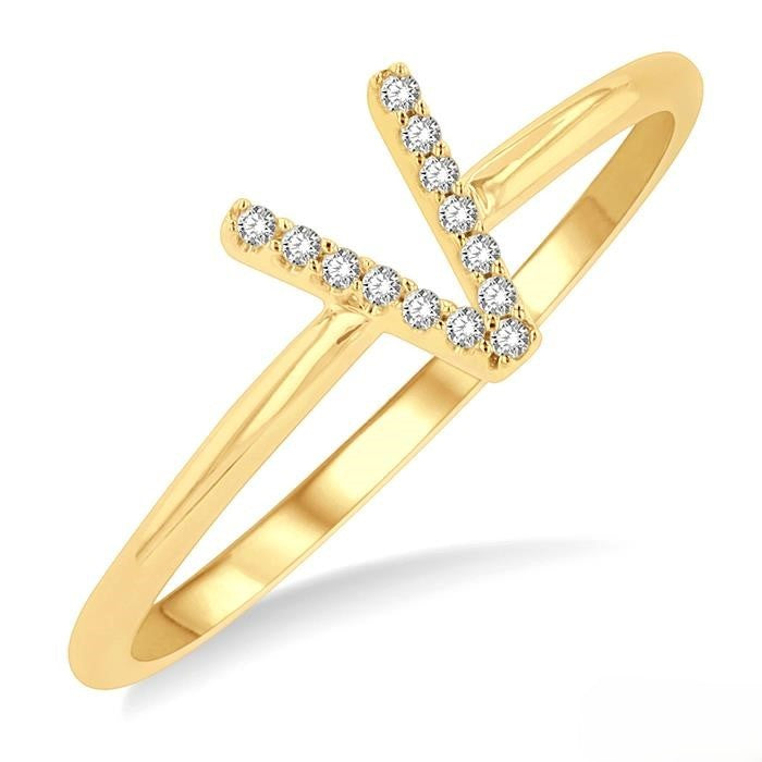 Initial Round Cut Diamond Fashion Ring in 10K Gold