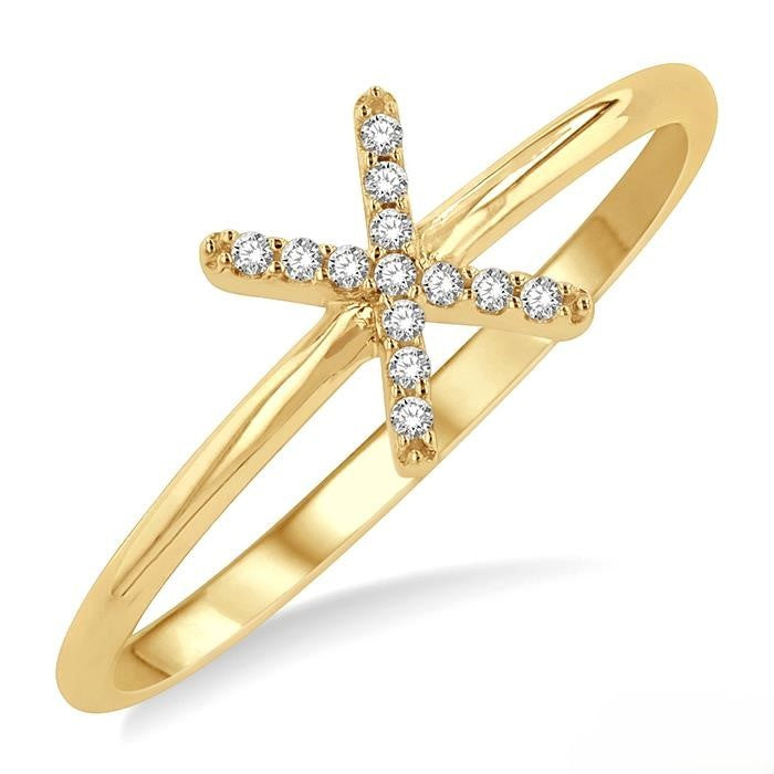 Initial Round Cut Diamond Fashion Ring in 10K Gold