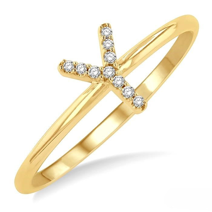 Initial Round Cut Diamond Fashion Ring in 10K Gold