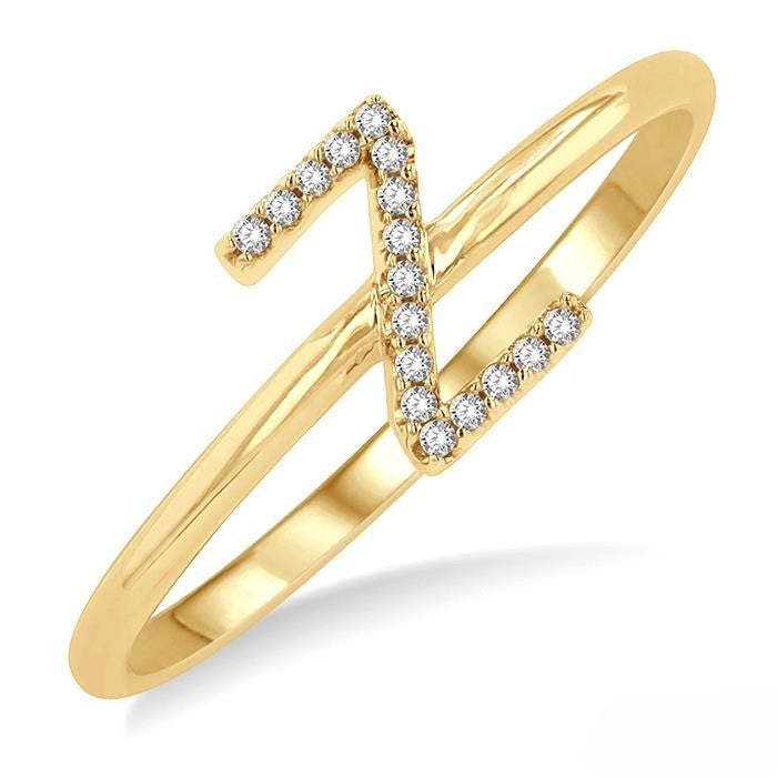 Initial Round Cut Diamond Fashion Ring in 10K Gold