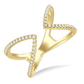 1/5 Ctw Wide Split Triangular Tip Round Cut Diamond Lightweight Open Fashion Ring in 10K Yellow Gold