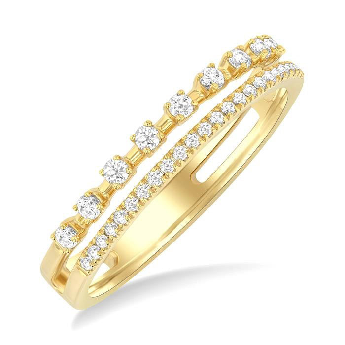 1/4 Ctw Split Twin Row Round Cut Diamond Fashion Band in 14K Yellow Gold