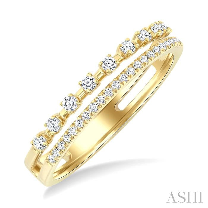 1/4 Ctw Split Twin Row Round Cut Diamond Fashion Band in 14K Yellow Gold