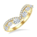 7/8 Ctw Curved Chevron Mixed Shape Diamond Cut Fashion Ring in 14K Yellow Gold