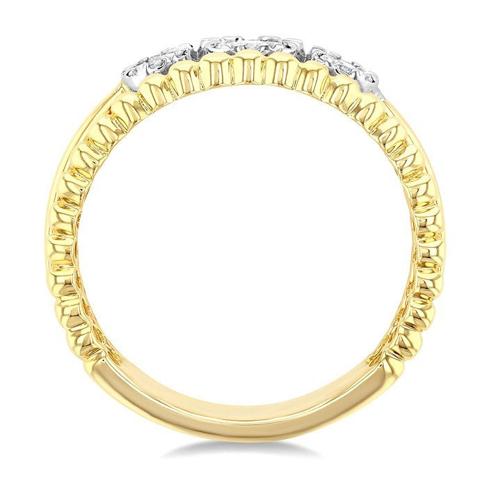 1/4 Ctw Past, Present & Future Shine Bright Round Cut Diamond Bead Bijoux Fashion Ring in 14K Yellow and White Gold