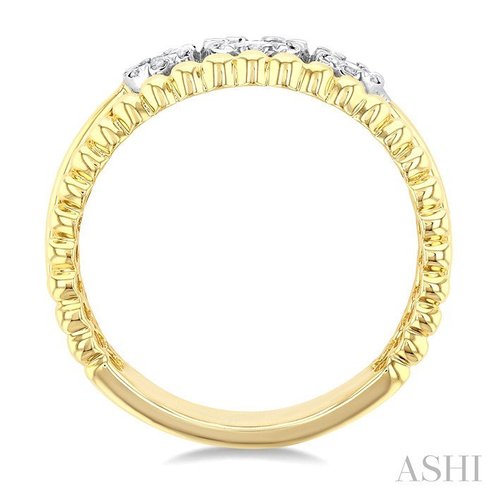 1/4 Ctw Past, Present & Future Shine Bright Round Cut Diamond Bead Bijoux Fashion Ring in 14K Yellow and White Gold