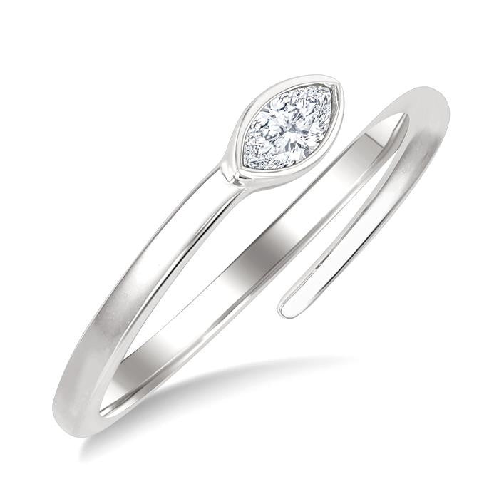 1/6 Ctw Bypass Bezel Set Marquise Cut Diamond Open Fashion Ring in 14K White Gold
