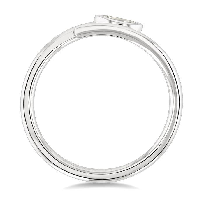 1/6 Ctw Bypass Bezel Set Marquise Cut Diamond Open Fashion Ring in 14K White Gold