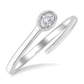 1/6 Ctw Bypass Bezel Set Oval Cut Diamond Open Fashion Ring in 14K White Gold