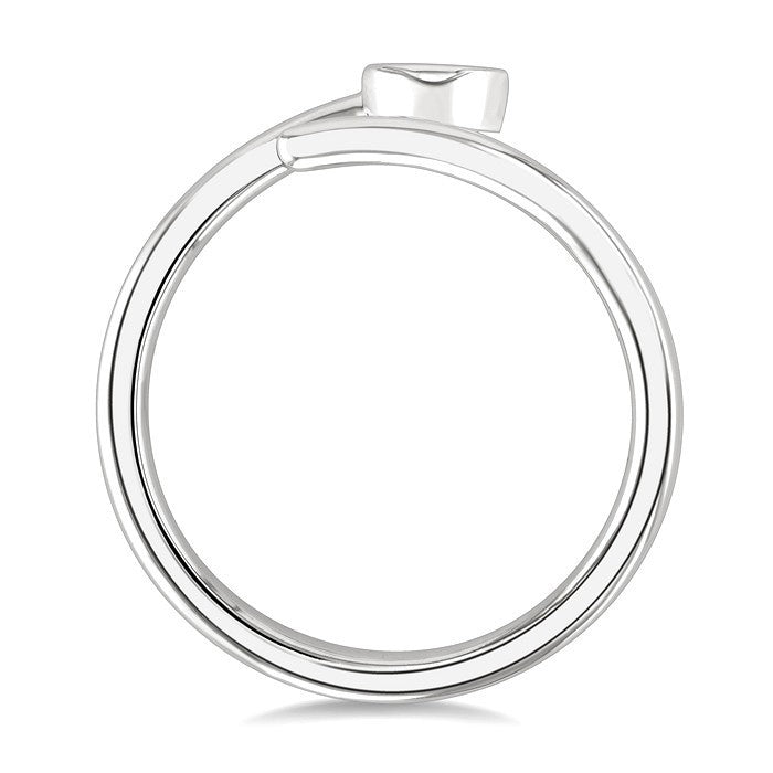 1/6 Ctw Bypass Bezel Set Oval Cut Diamond Open Fashion Ring in 14K White Gold