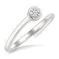 1/6 Ctw Split Bypass Bezel Set Round Cut Diamond Fashion Ring in 14K White Gold