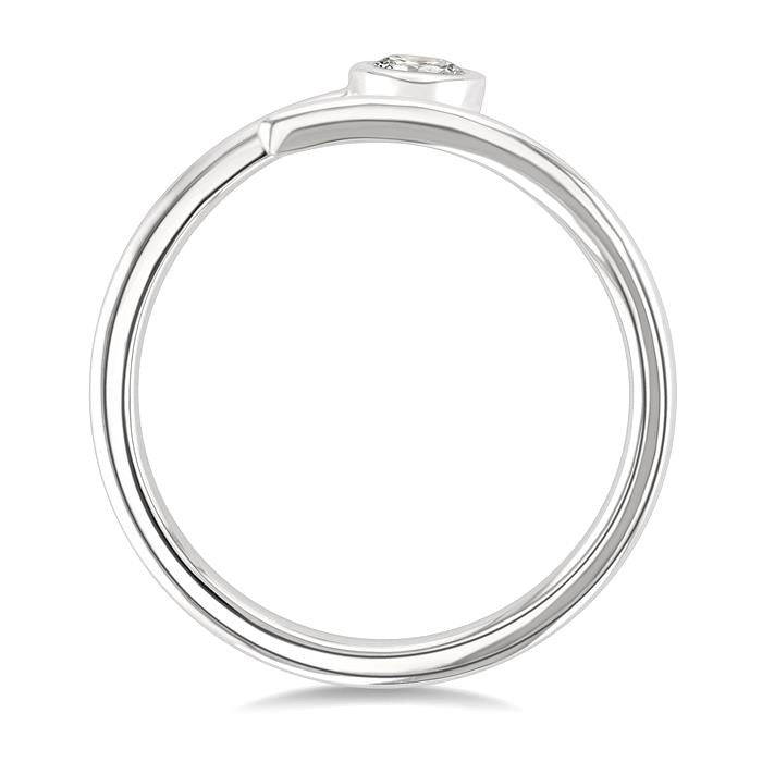 1/6 Ctw Split Bypass Bezel Set Round Cut Diamond Fashion Ring in 14K White Gold