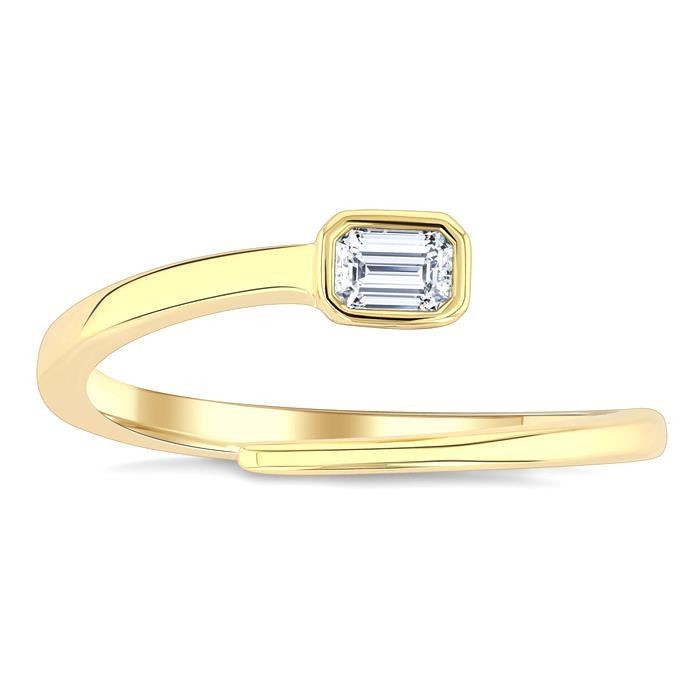 1/6 Ctw Bypass Bezel Set Octagon Cut Diamond Open Fashion Ring in 14K Yellow Gold