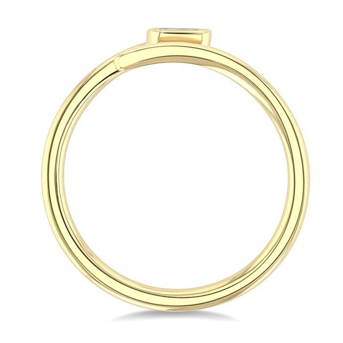 1/6 Ctw Bypass Bezel Set Octagon Cut Diamond Open Fashion Ring in 14K Yellow Gold