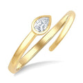 1/6 Ctw Bypass Bezel Set Pear Cut Diamond Open Fashion Ring in 14K Yellow Gold