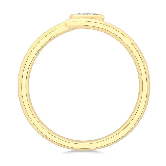 1/6 Ctw Bypass Bezel Set Pear Cut Diamond Open Fashion Ring in 14K Yellow Gold