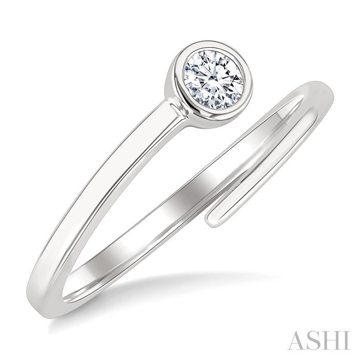1/6 Ctw Split Bypass Bezel Set Round Cut Diamond Fashion Ring in 14K White Gold