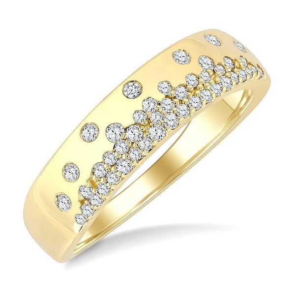 1/4 Ctw Round Cut Diamond Flush Set Mosaic Dome Band in 10K Yellow Gold