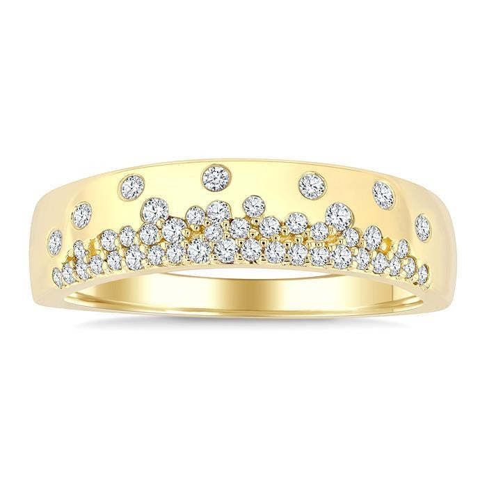 1/4 Ctw Round Cut Diamond Flush Set Mosaic Dome Band in 10K Yellow Gold