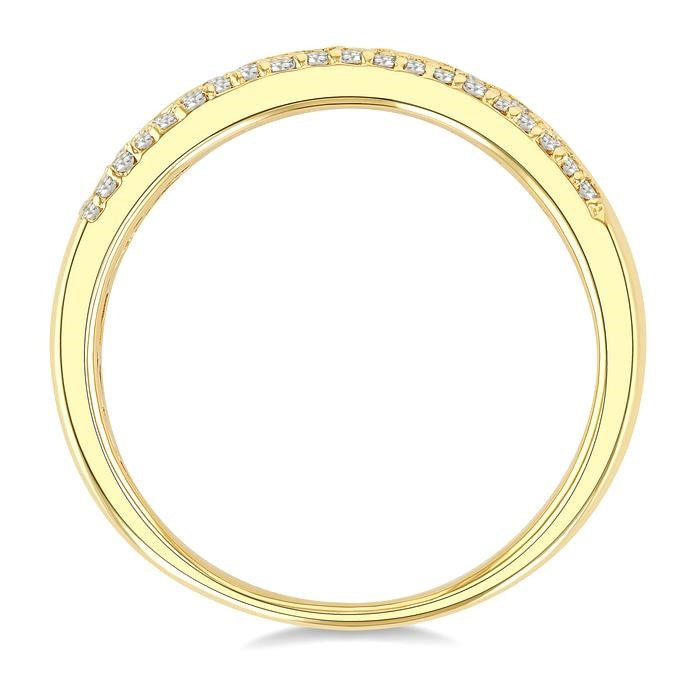 1/4 Ctw Round Cut Diamond Flush Set Mosaic Dome Band in 10K Yellow Gold