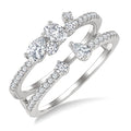 3/4 Ctw Twin Band Mixed Diamond Cut Fashion Ring in 14K White Gold