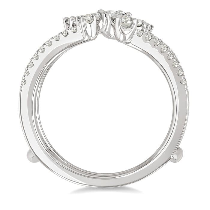 3/4 Ctw Twin Band Mixed Diamond Cut Fashion Ring in 14K White Gold
