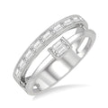 1/2 Ctw Split Baguette Diamond Fashion Ring in 14K White Gold