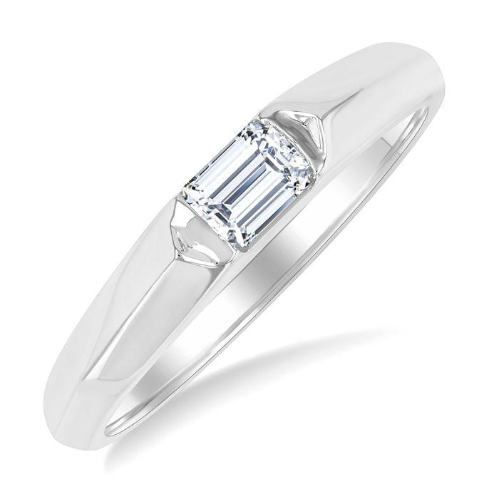 1/3 Ctw East-West Set Emerald Cut Diamond Fashion Ring in 14K White Gold