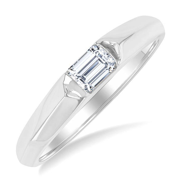 1/3 Ctw East-West Set Emerald Cut Diamond Fashion Ring in 14K White Gold