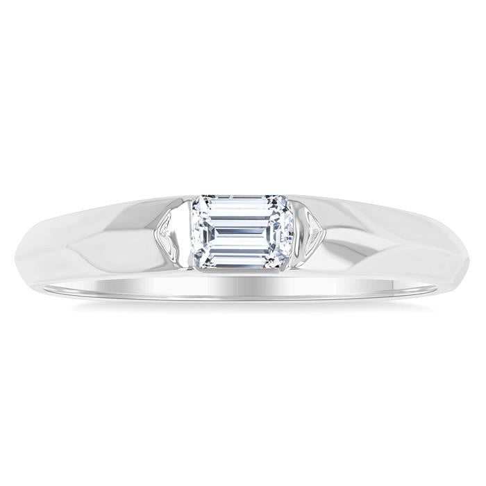 1/3 Ctw East-West Set Emerald Cut Diamond Fashion Ring in 14K White Gold