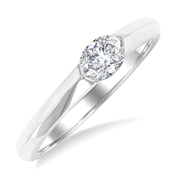 1/3 Ctw East-West Set Oval Cut Diamond Fashion Ring in 14K White Gold