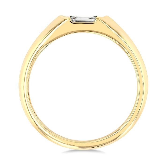 1/3 Ctw East-West Set Emerald Cut Diamond Solitaire Fashion Ring in 14K Yellow Gold