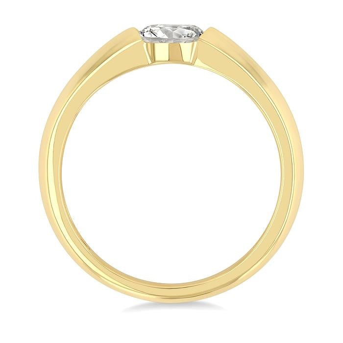 1/3 Ctw East-West Set Oval Cut Diamond Solitaire Fashion Ring in 14K Yellow Gold